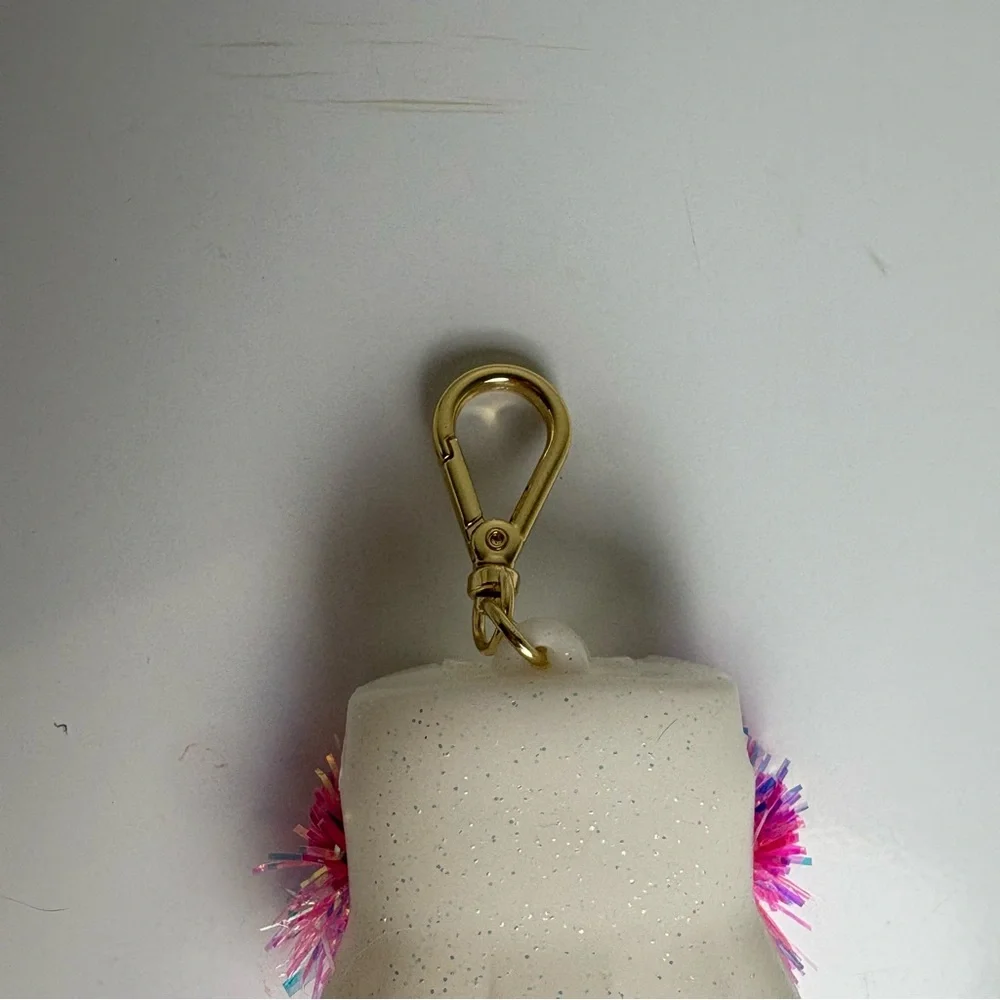 Bath and body works pocketbac holder white pink and green cheerleader with poms